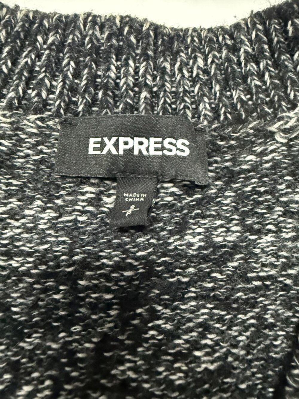 Express Marled Chunky Knit Button Cardigan Black White Sz S - Picture 4 of 5